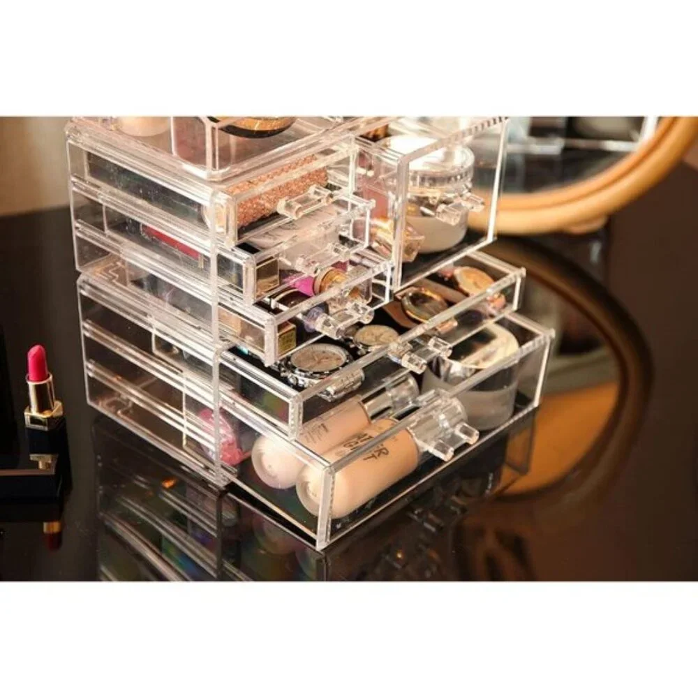 New 3-Pack Clear Makeup Organizer, Stackable 6-Drawer Vanity & Skincare Storage